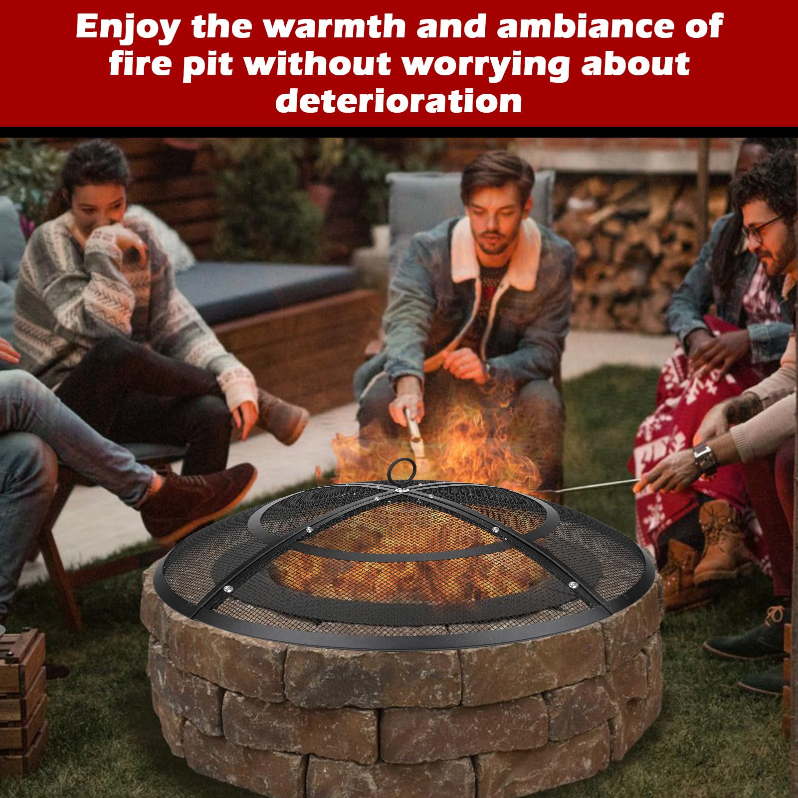 Hydream portable outdoor fire pit screen for backyard, beach, or camping