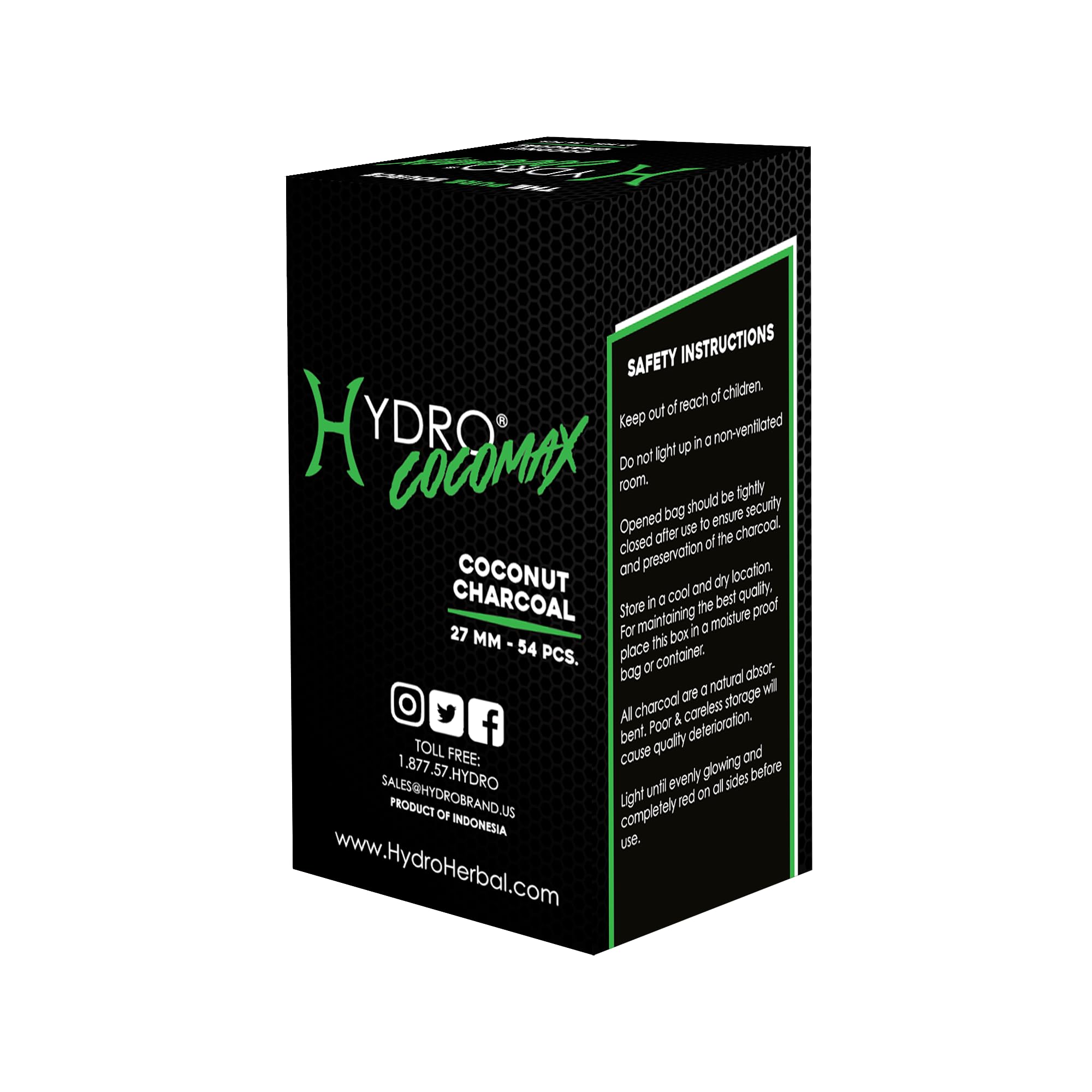 Hydro coconut charcoal cubes 1kg bag shown, ideal for stocking up for frequent grilling sessions.