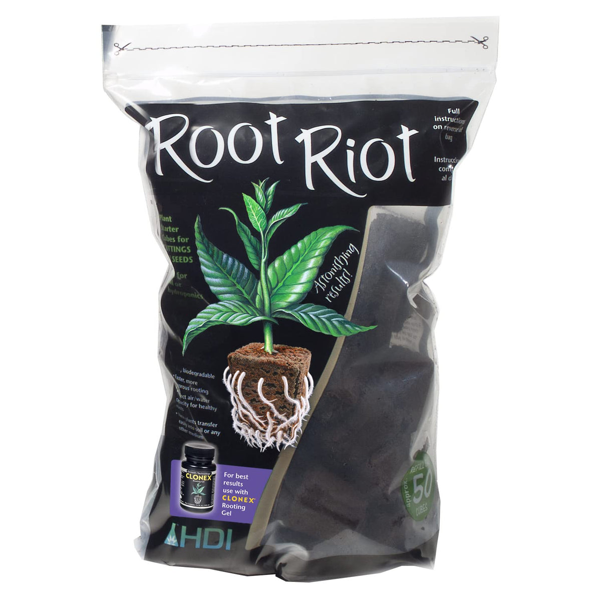 HYDRO DYNAMICS Root Riot cubes 50-pack ready for seedling propagation and healthy roots.