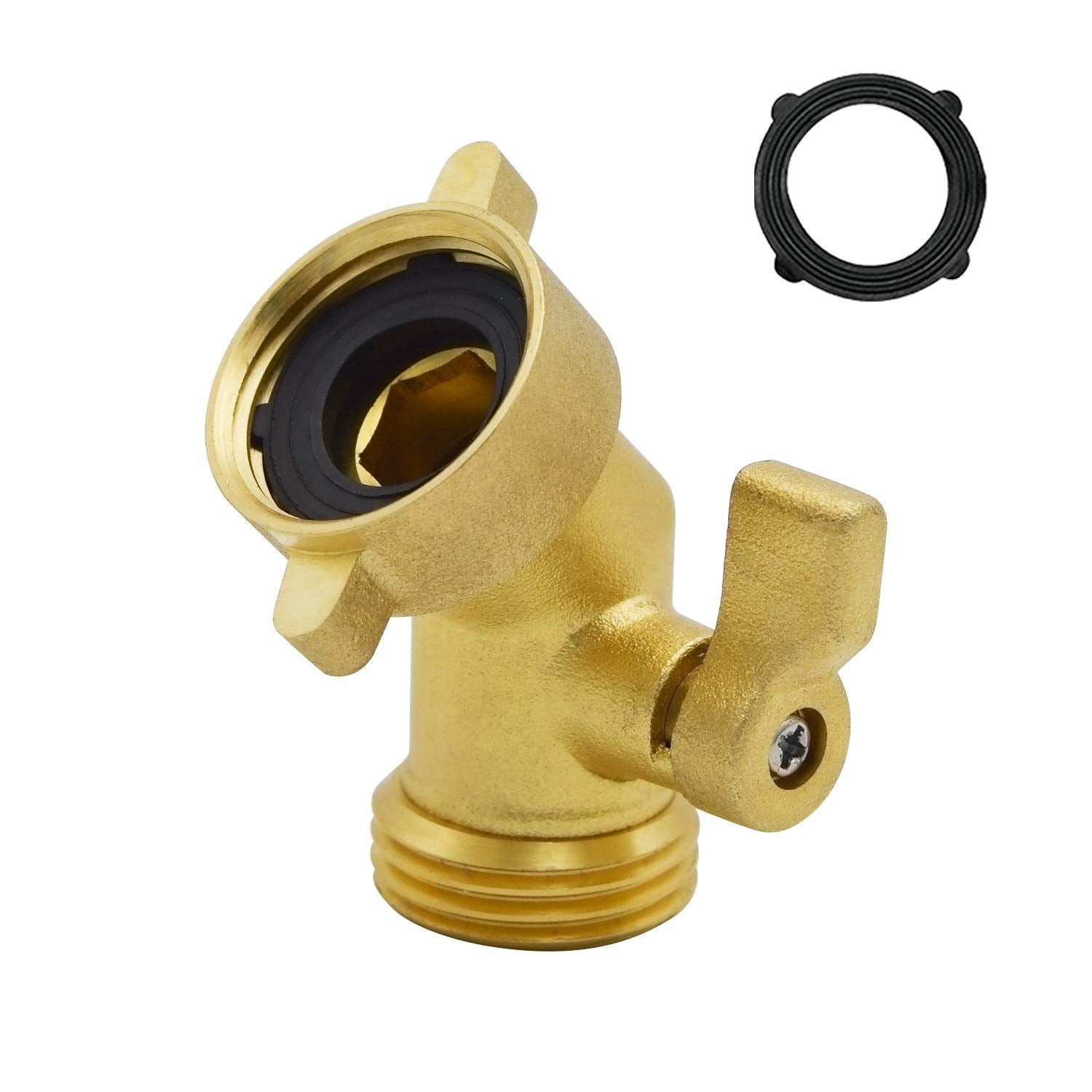 HYDRO MASTER 45-degree brass elbow valve for easy hose setup and reduced stress