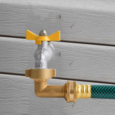HYDRO MASTER elbow adapter helps connect hoses to fixtures in tight spaces without bending.