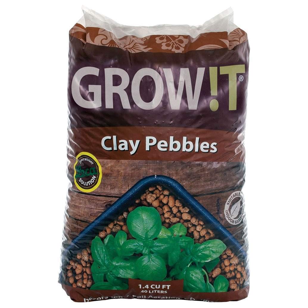 Hydrofarm GROW!T GMC40l clay pebbles bag for aeration and drainage.
