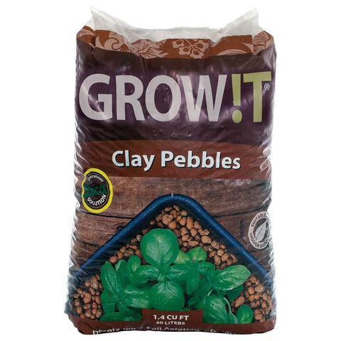 Hydrofarm GROW!T GMC40l clay pebbles bag for aeration and drainage.