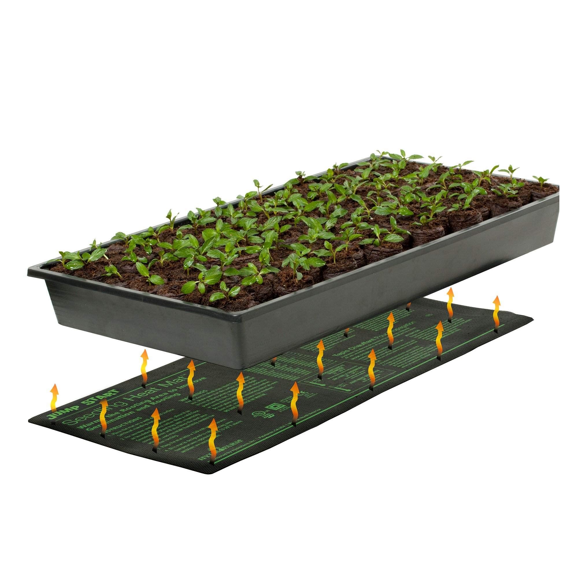 Hydrofarm heat mat showing waterproof connectors for durable greenhouse use