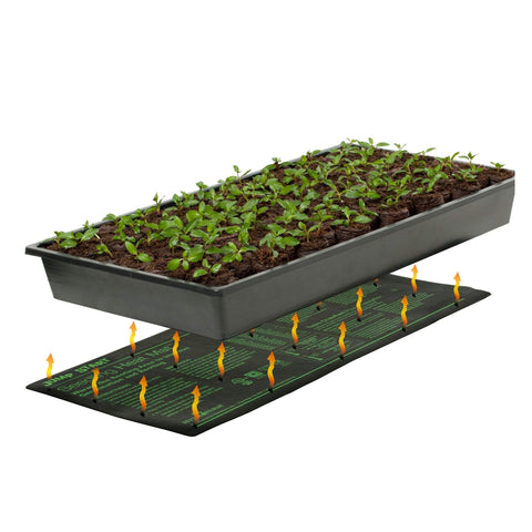 Hydrofarm heat mat showing waterproof connectors for durable greenhouse use
