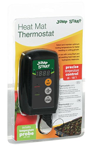 Hydrofarm JumpStart digital readout provides accurate temperature tracking for seedlings.