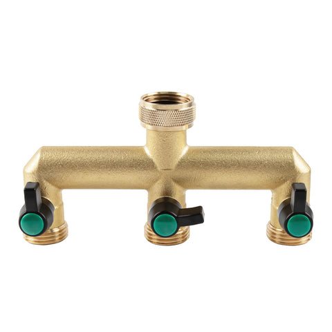 Hydrogarden hose splitter 3-way brass for flexible irrigation and independent control