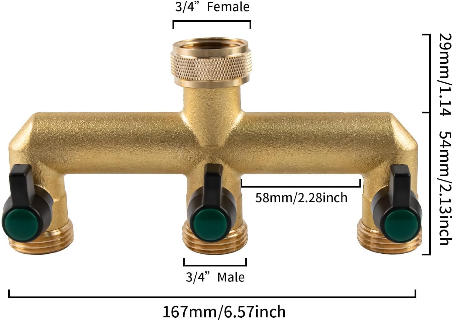 Hydrogarden outdoor faucet splitter showing durable brass construction for weather resistance