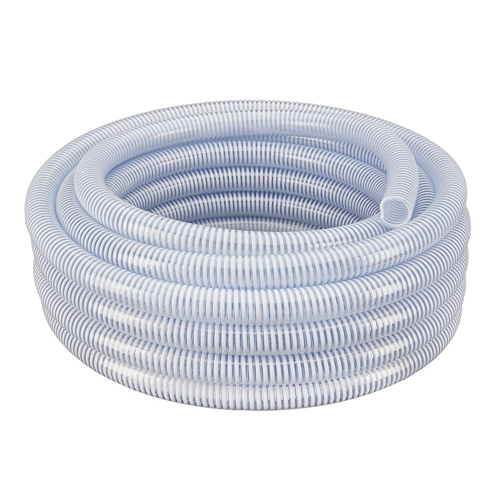 Hydromaxx clear suction hose 2 in diameter with smooth interior for easy flow.