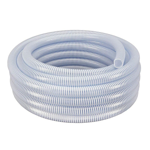 Hydromaxx clear suction hose 2 in diameter with smooth interior for easy flow.