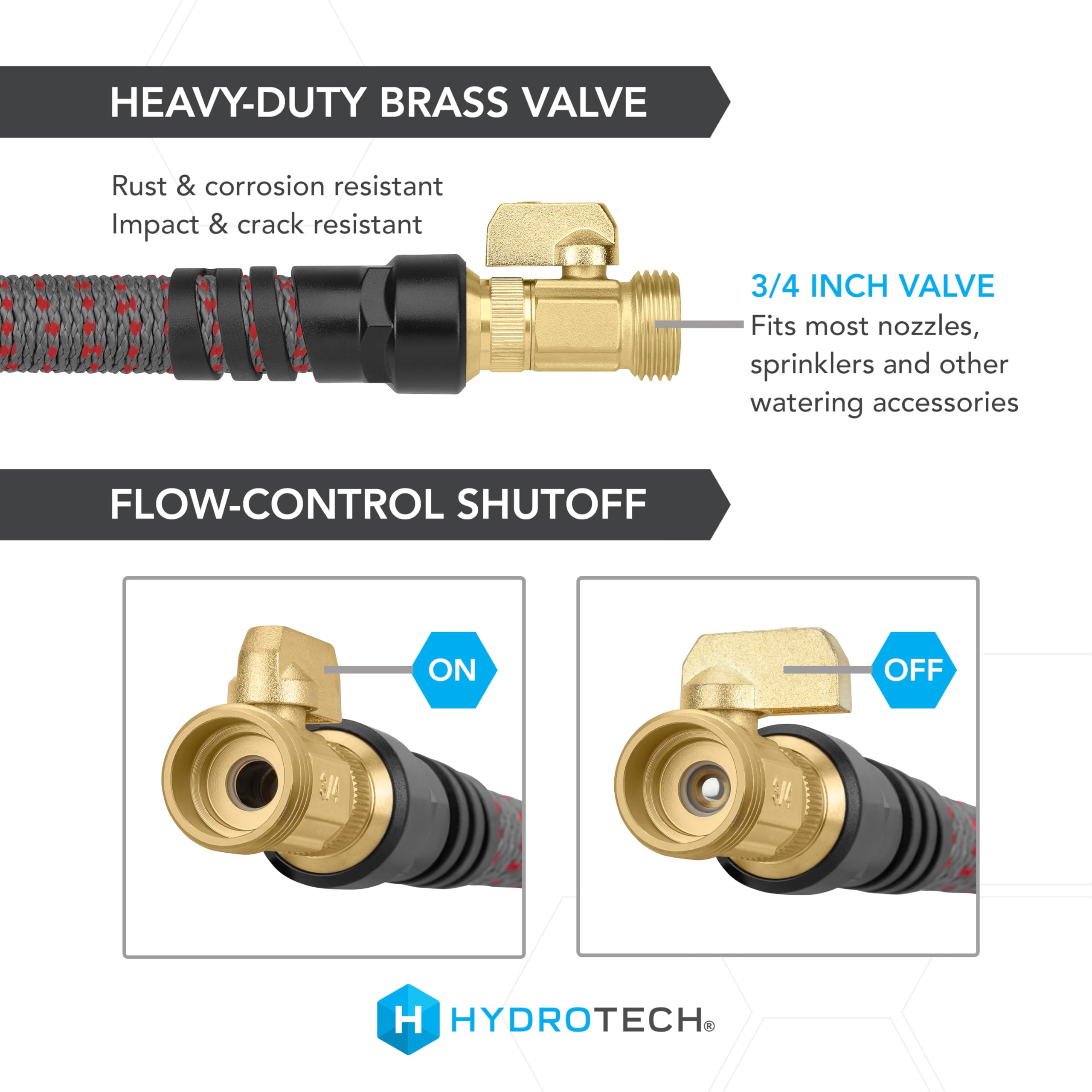 HydroTech latex core enhances durability and kink resistance during use.