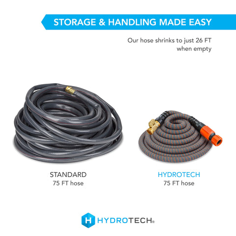 HydroTech lightweight hose empty for easy carrying.