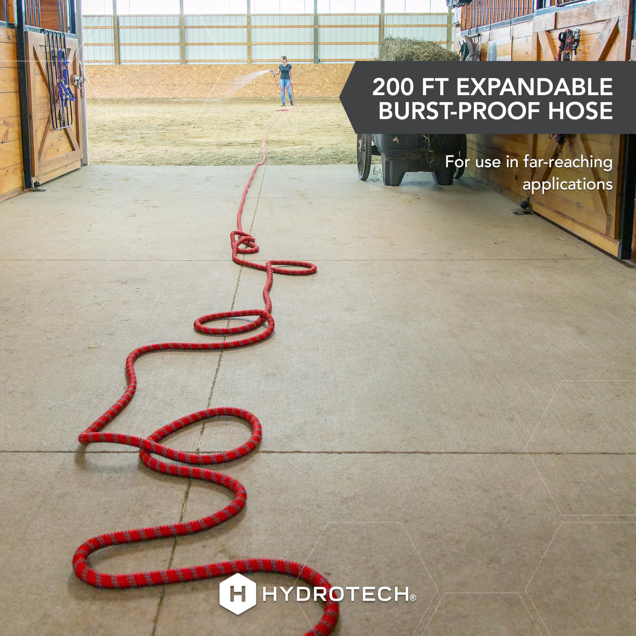 Lightweight HydroTech hose compared to traditional hose emphasizes easy handling