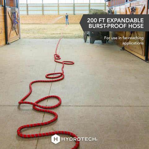 Lightweight HydroTech hose compared to traditional hose emphasizes easy handling