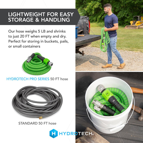 HydroTech Pro Series 50ft hose strain relief guard extends bend radius