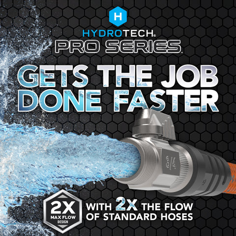 HydroTech Pro Series 75 ft latex-core hose showcases flexible handling for garden chores