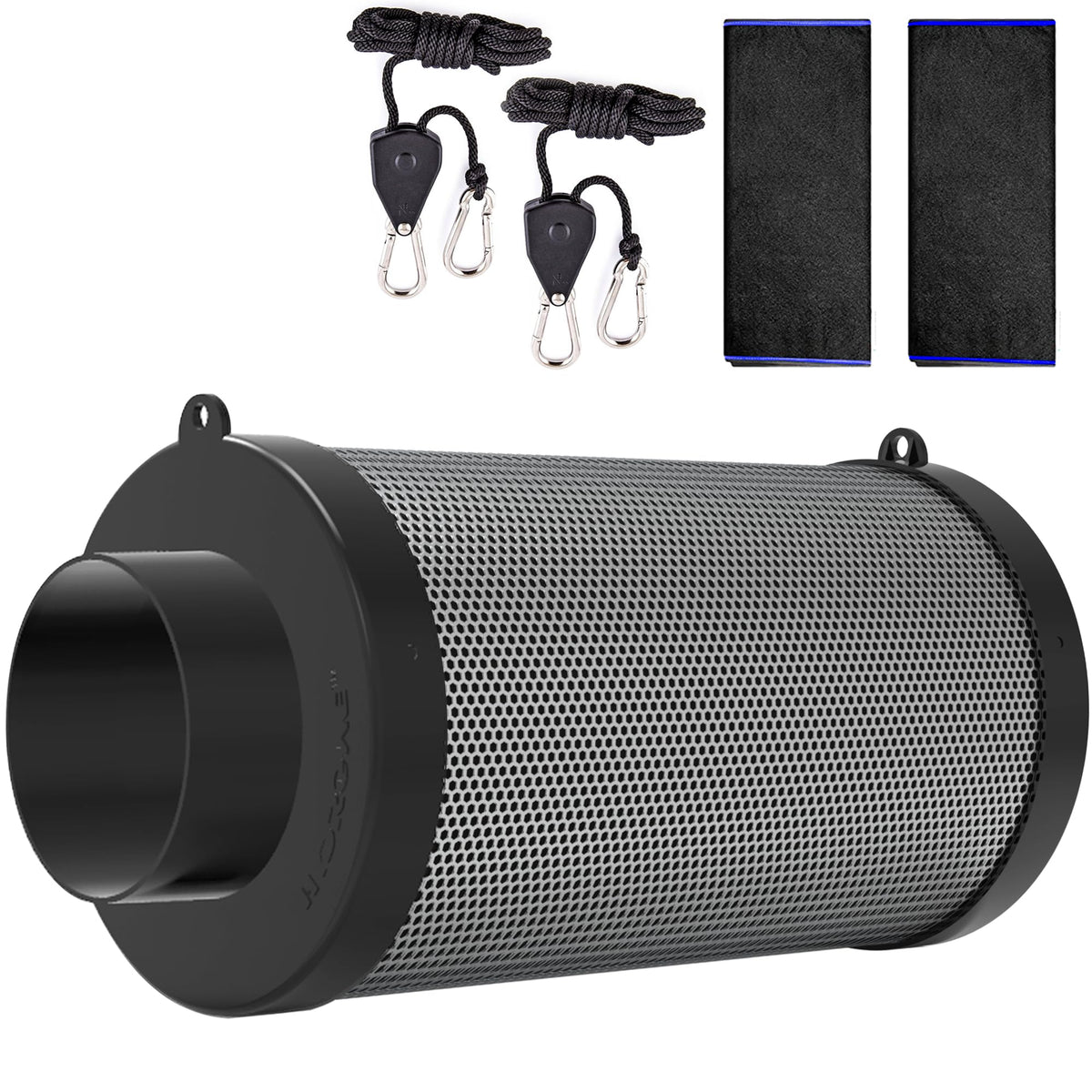 HYDROWE 6 Inch carbon filter front view showing odor control for grow tents