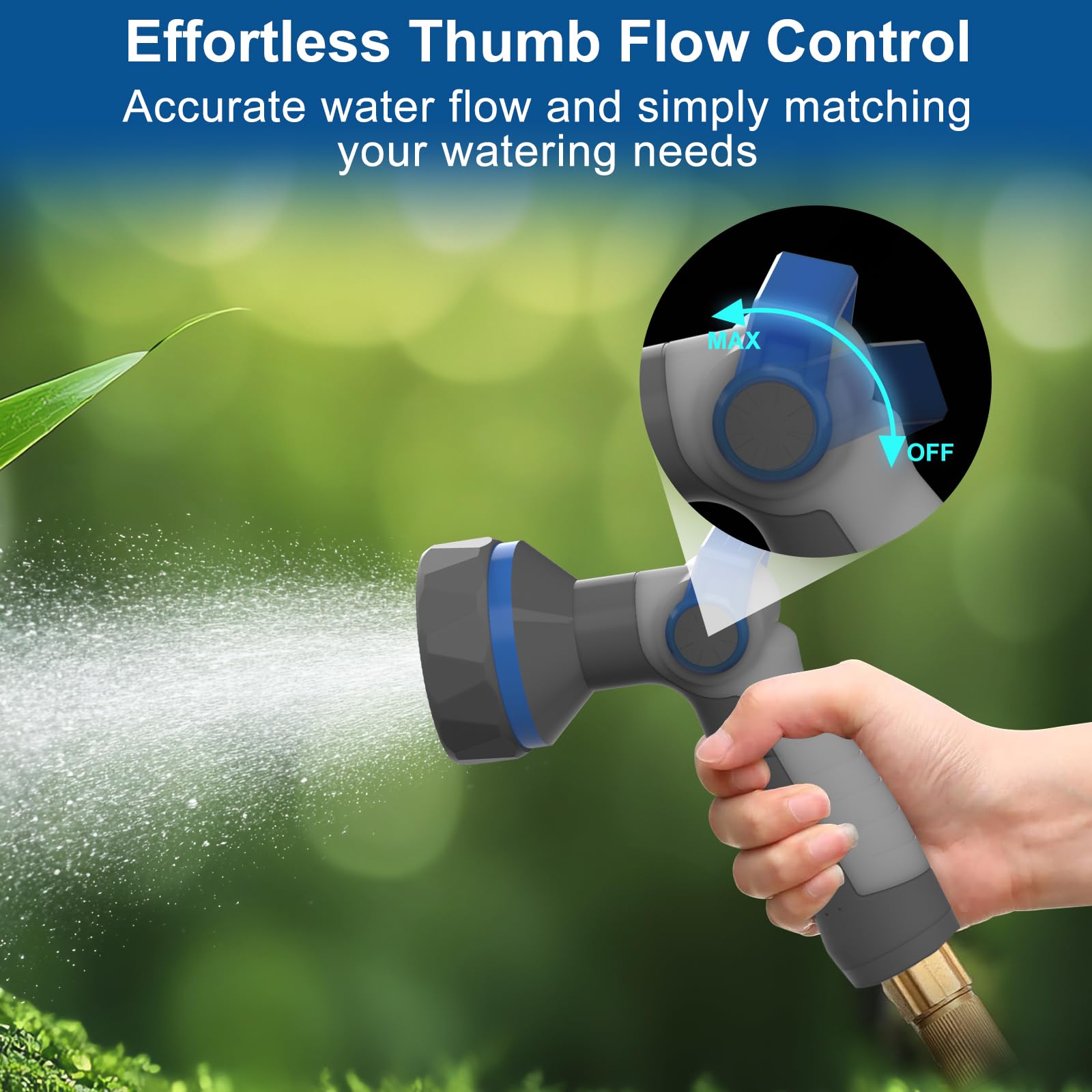 HYDROWE Hydrowe nozzle with thumb flow control allows precise watering
