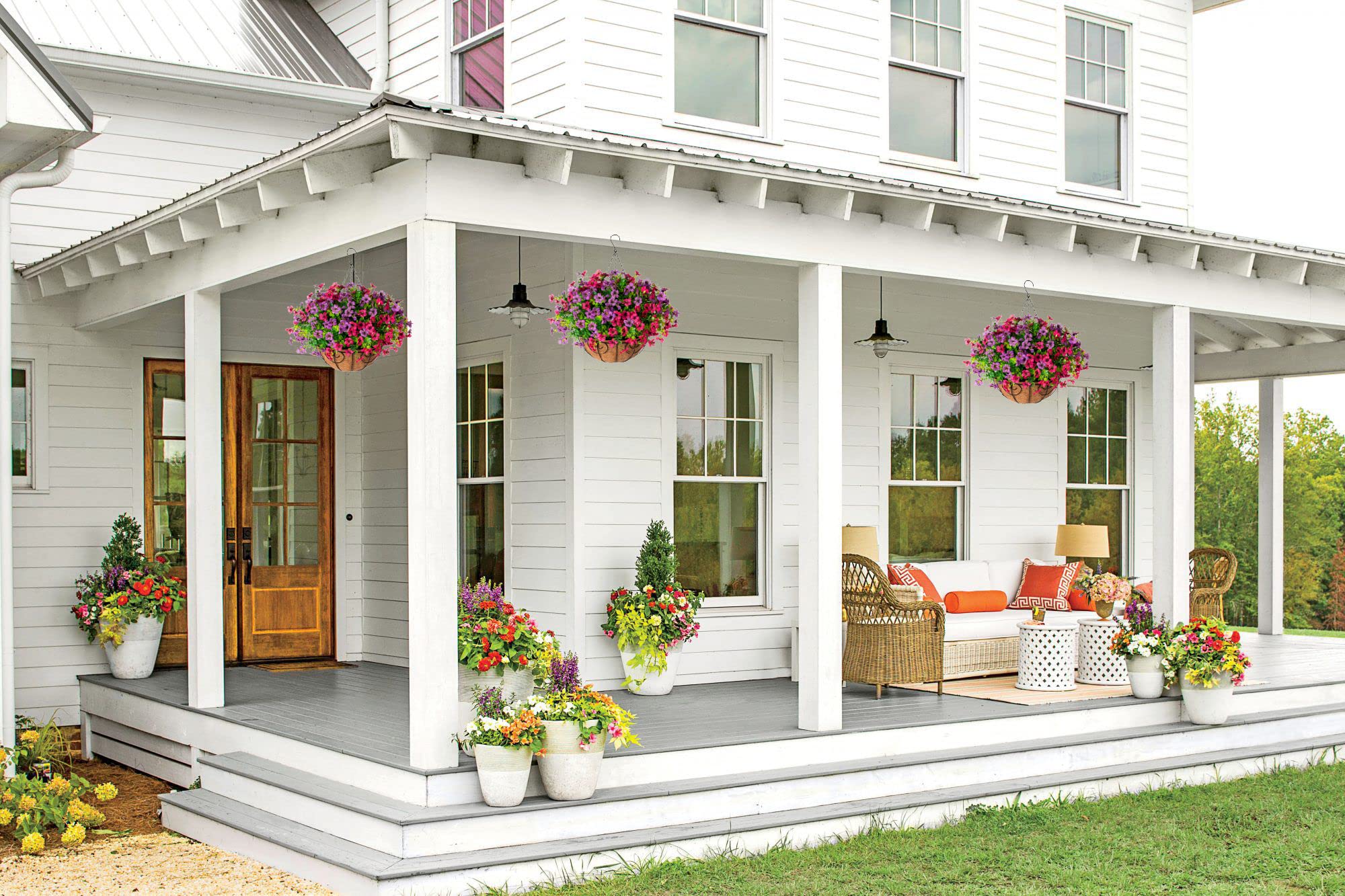 HyeFlora colorful daisy eucalyptus mix brightens any exterior with soft textures