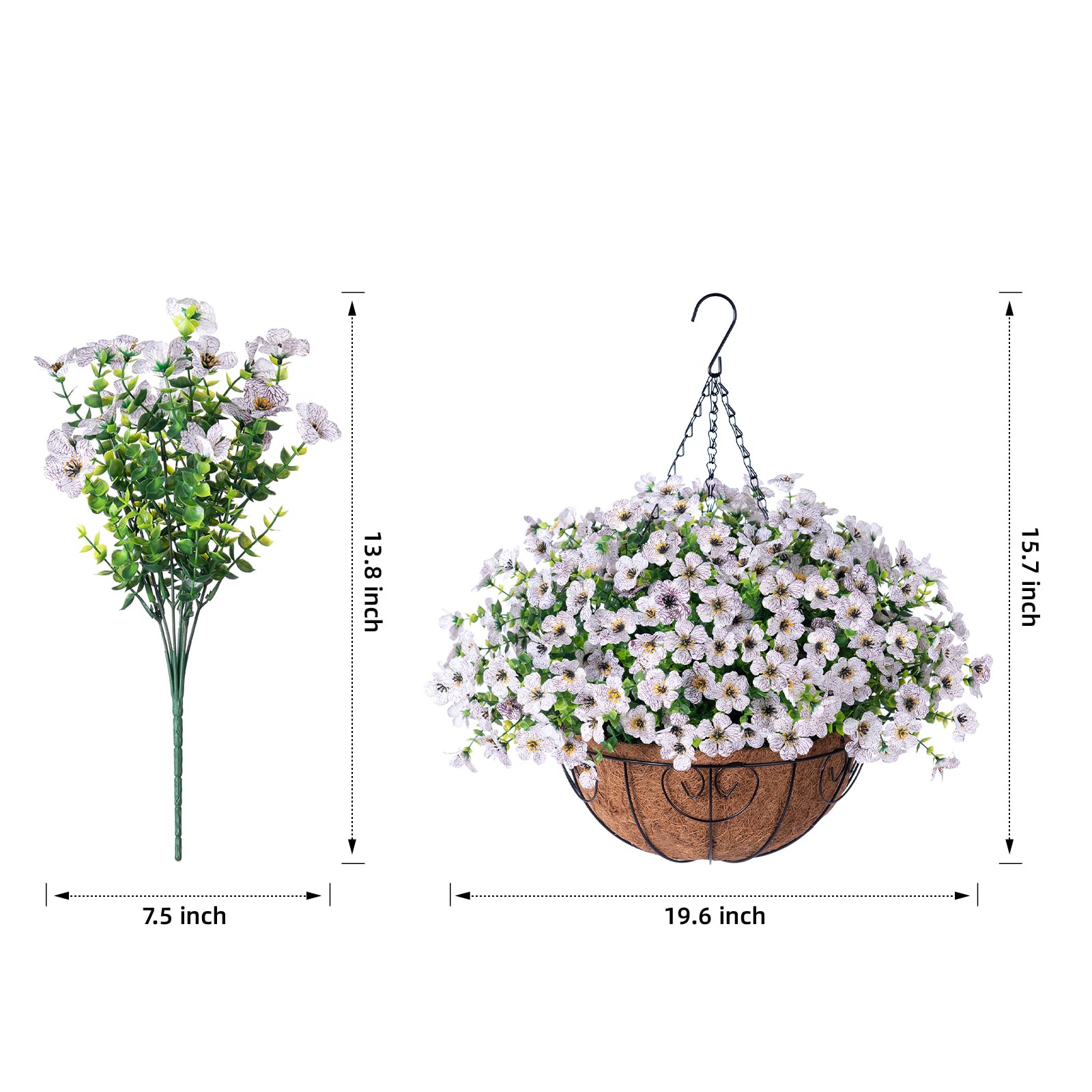 HyeFlora hanging daisy basket, side view for balcony accent