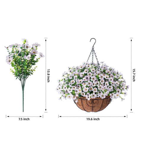 HyeFlora hanging daisy basket, side view for balcony accent