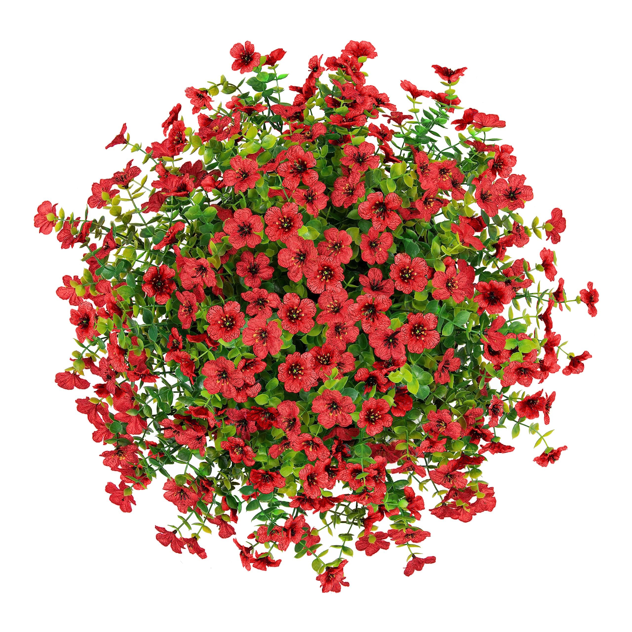 HyeFlora red hanging flowers in basket ideal for Christmas seasonal décor.