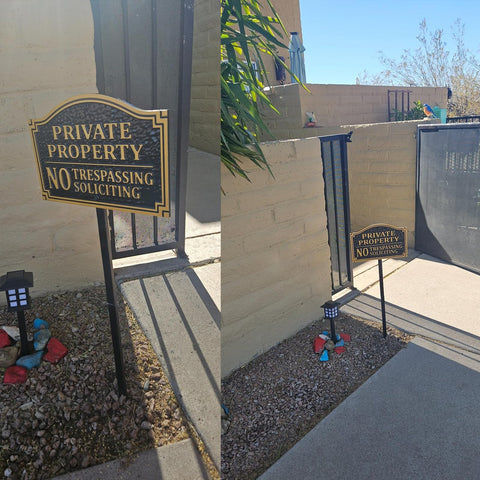 HYF DESIGN No Trespassing Sign with 32 inch lawn stake for stable outdoor display.