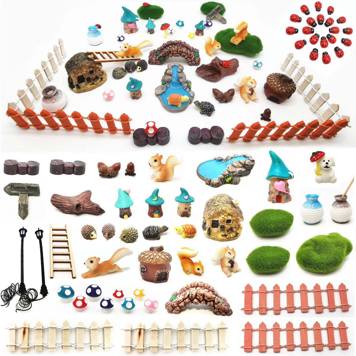 HYG miniature fairy garden accessories set enhances whimsy for compact spaces.