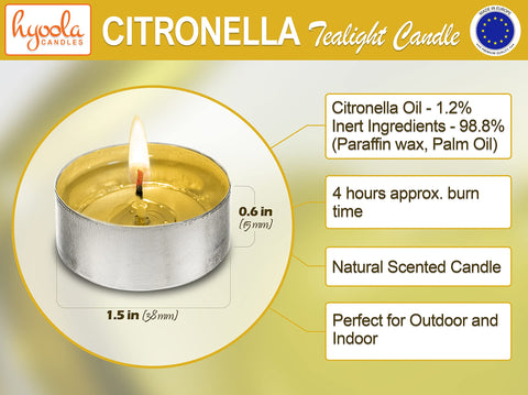 Hyoola citronella tealight candles with natural fragrance from real citronella plant.