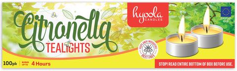 Hyoola citronella tealight candles for outdoor use, helps repel insects while you relax.