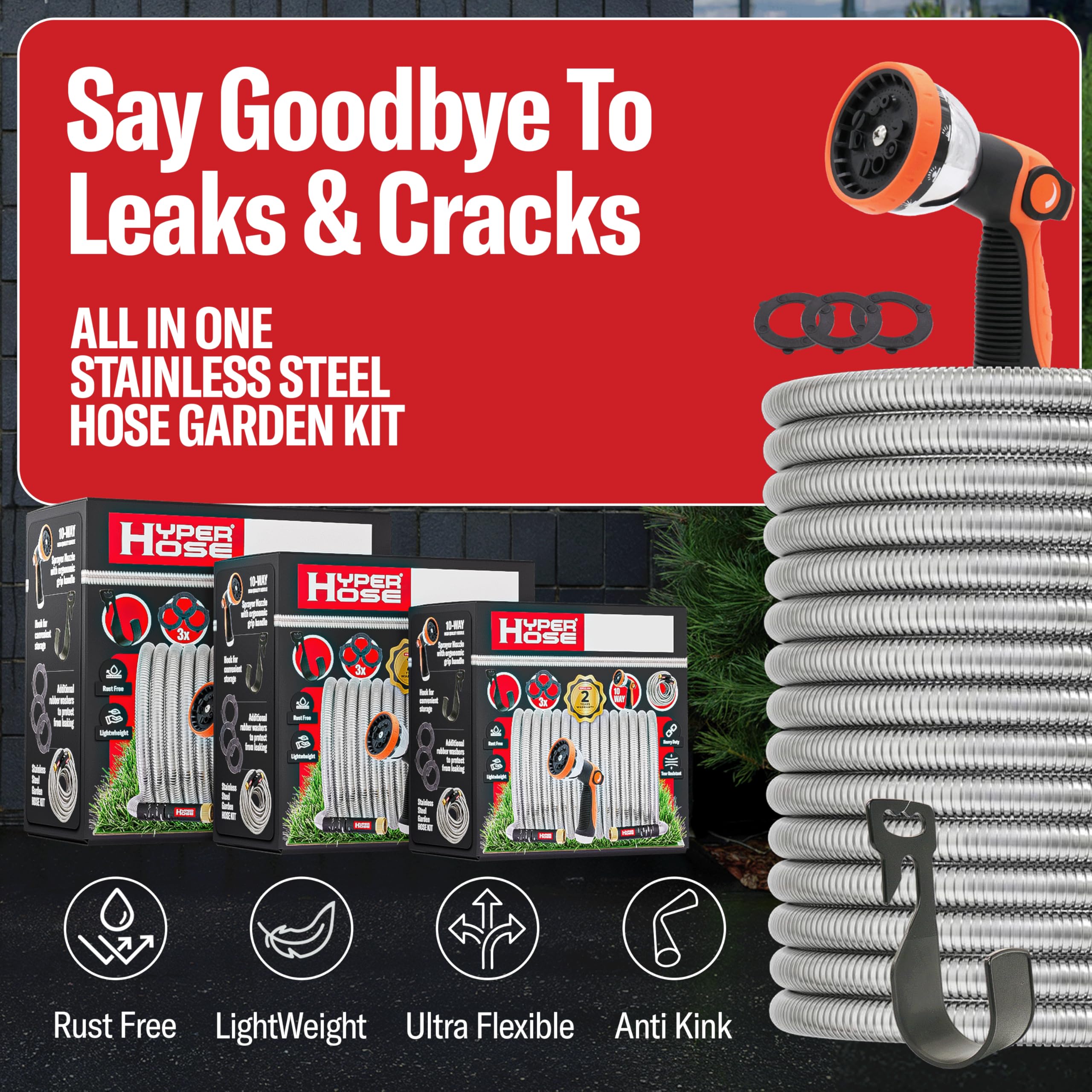 Hyper Hose wall-mount hook keeps your hose organized and accessible