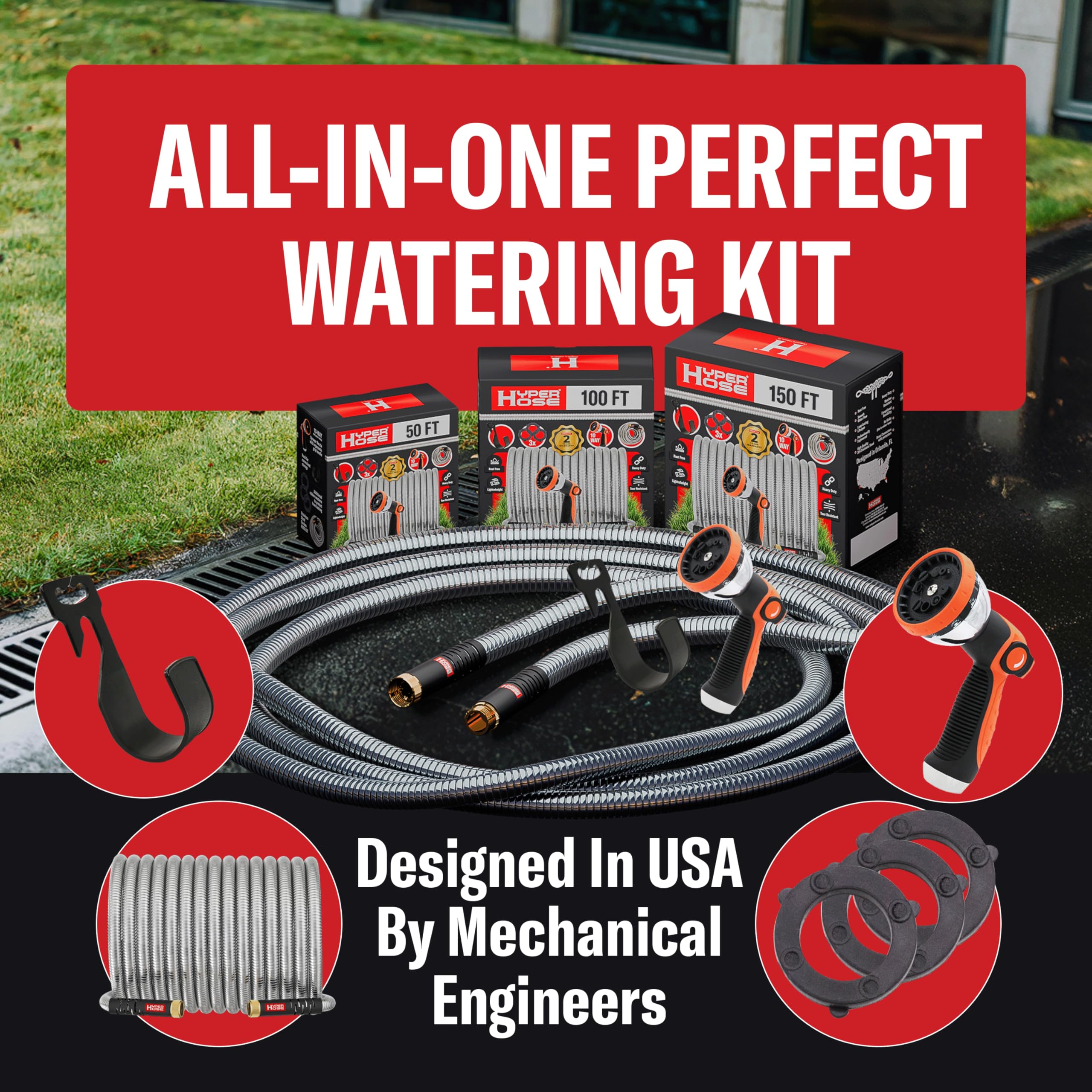 Hyper Hose weather resistant construction stands up to sun, rain, and cold