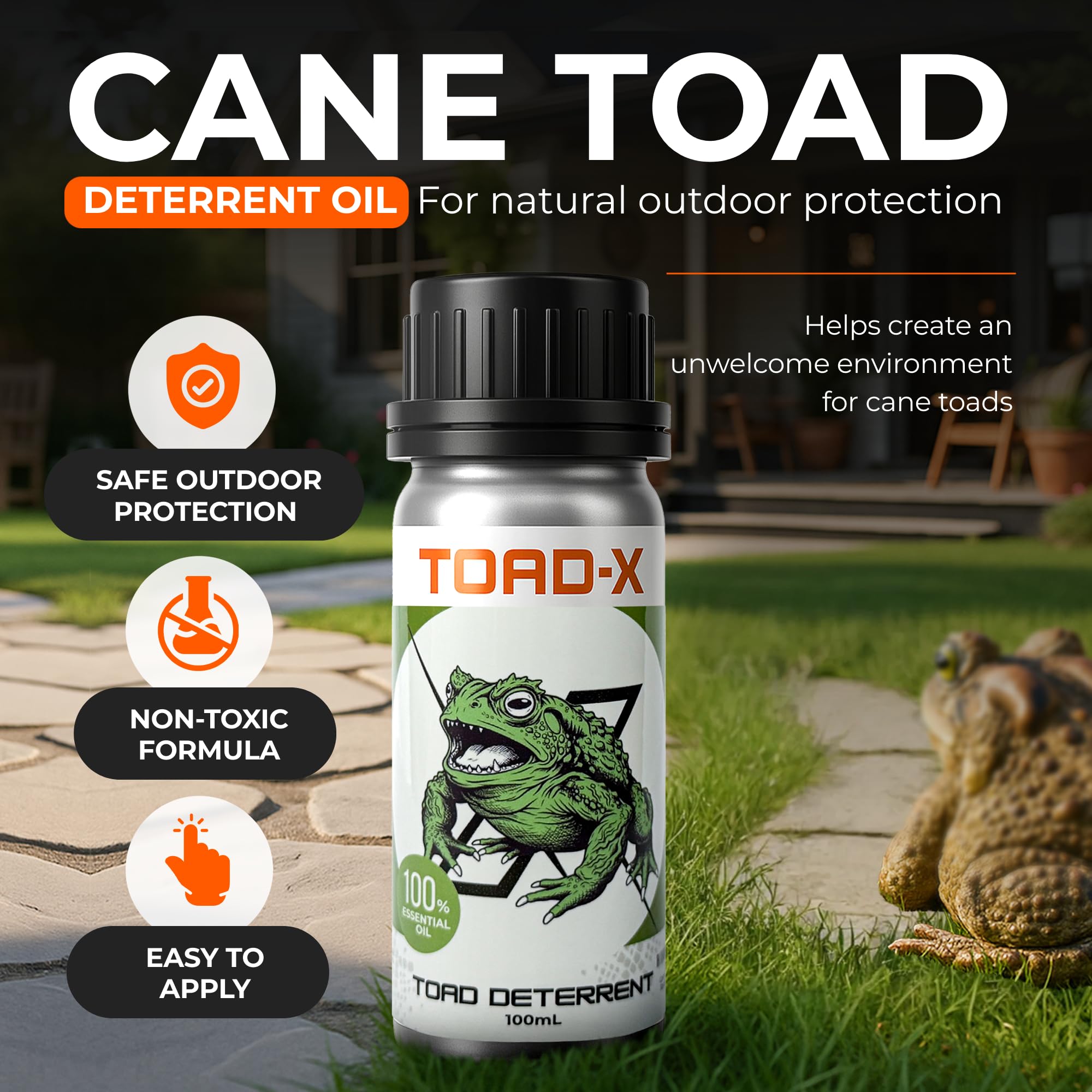 Hyphen X Solutions cane toad oil mixed with water in a sprayer for yard use.