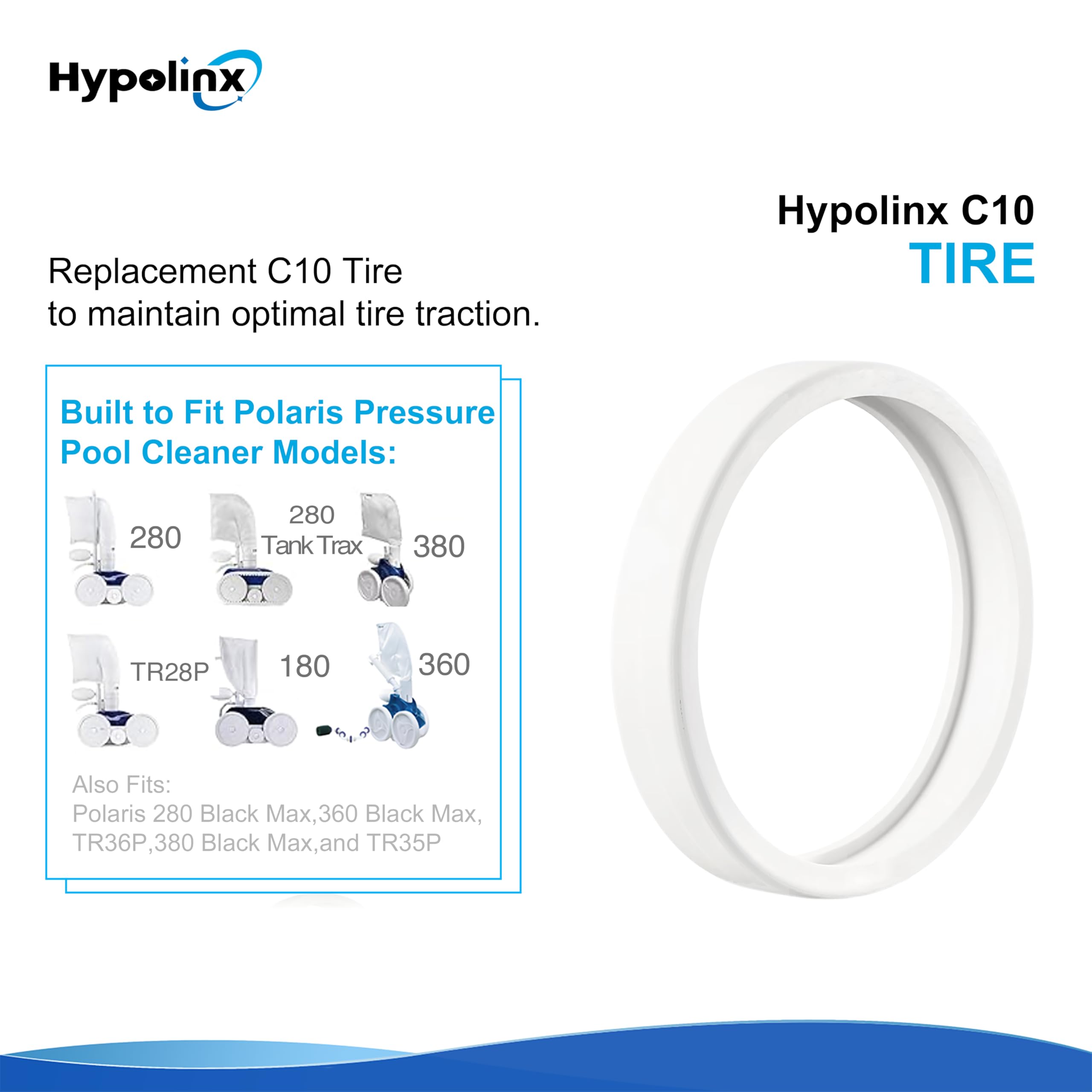 Hypolinx Polaris C10 tire pack installed, delivering steady traction across pool surfaces.