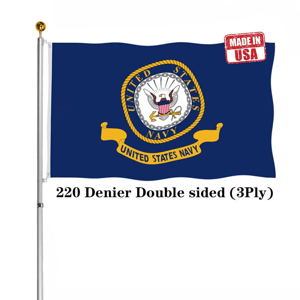 Hypoth double-sided US emblem navy flag 3x5 shows clear front and back display