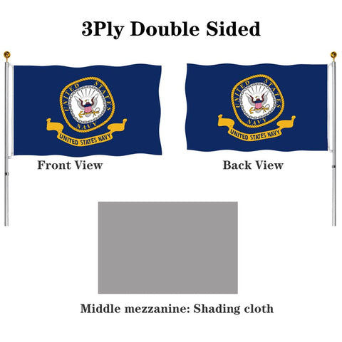 Hypoth navy flag front view highlights bright emblem and durable construction
