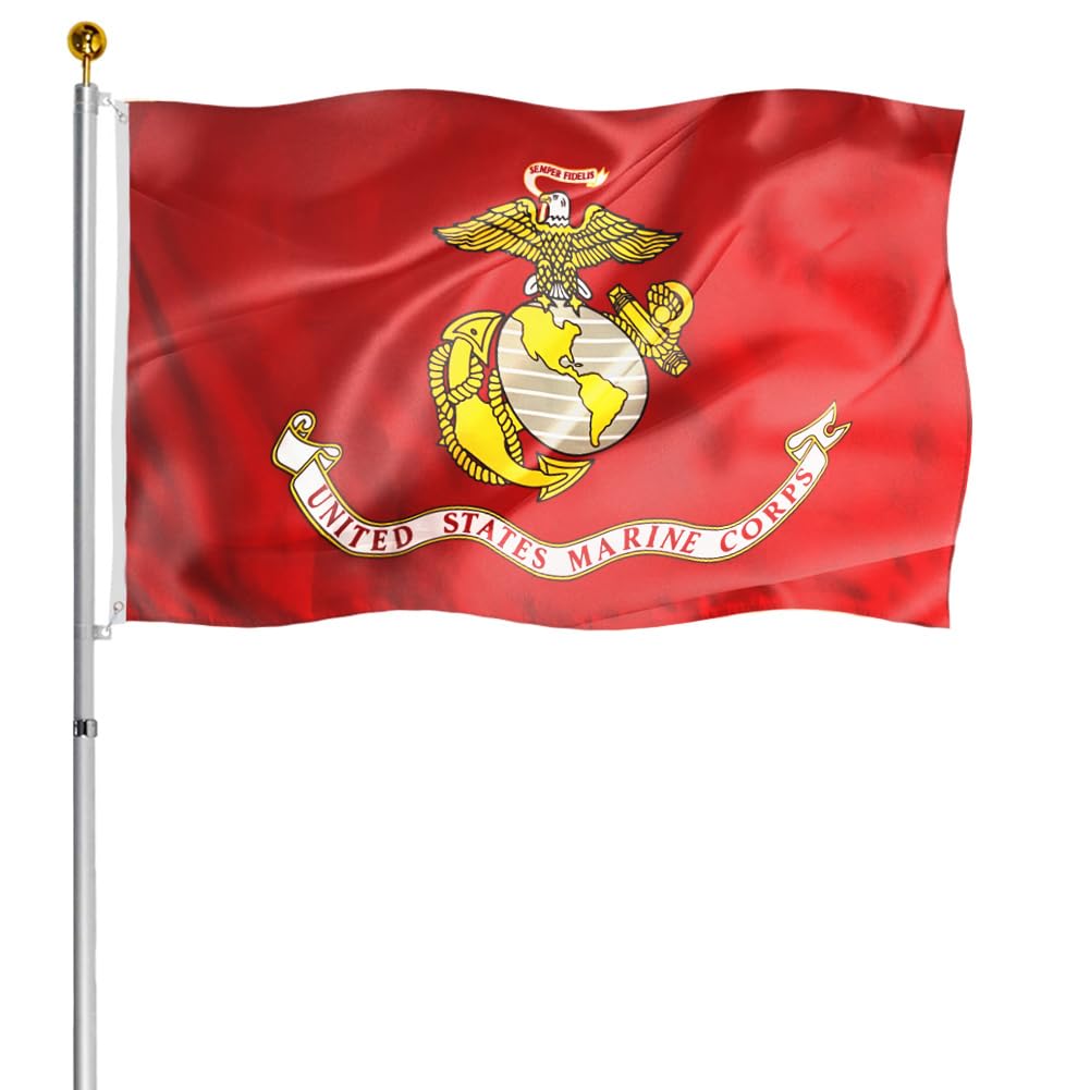 Hypoth US Marine Corps flag 3x5 outdoor display with UV fade resistance for lasting color