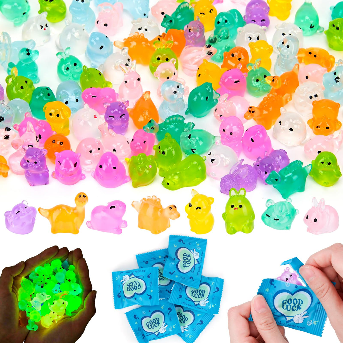 Hysagtek glow-in-the-dark resin animals in blind bags for display and collection