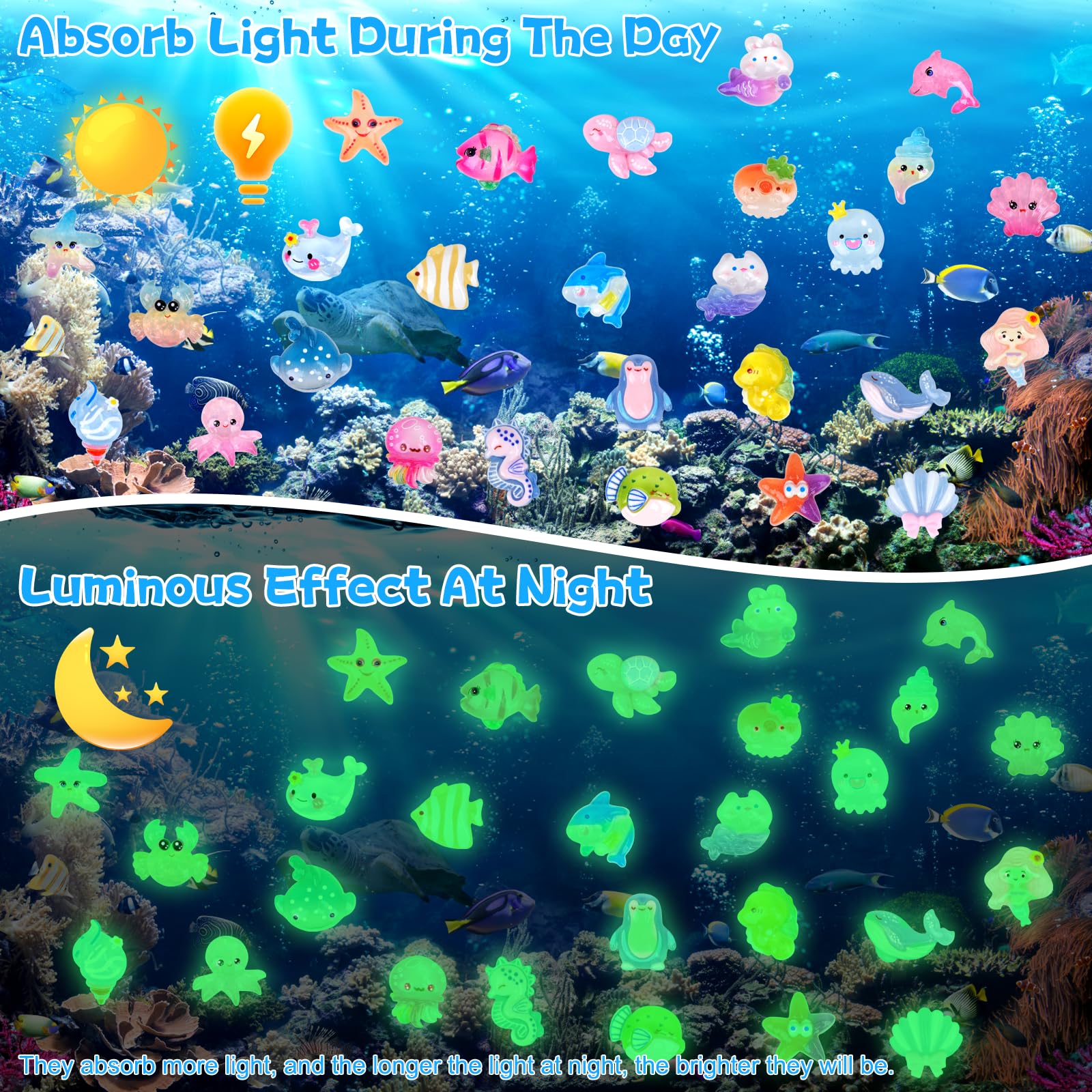 Hysagtek starfish resin glow figurine adds color to shelves and terrariums.