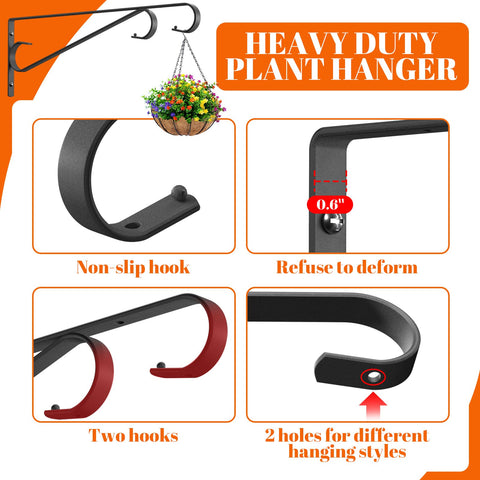 Hystun plant hanger with rust-proof coating resists weathering for outdoor use.