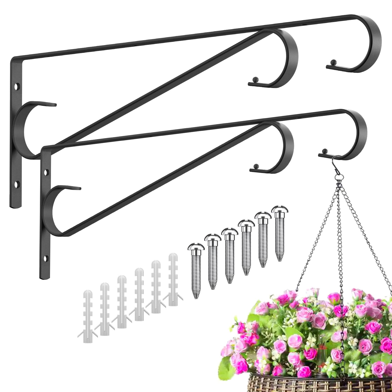 Hystun plant hanger with triangular design providing stable outdoor support.