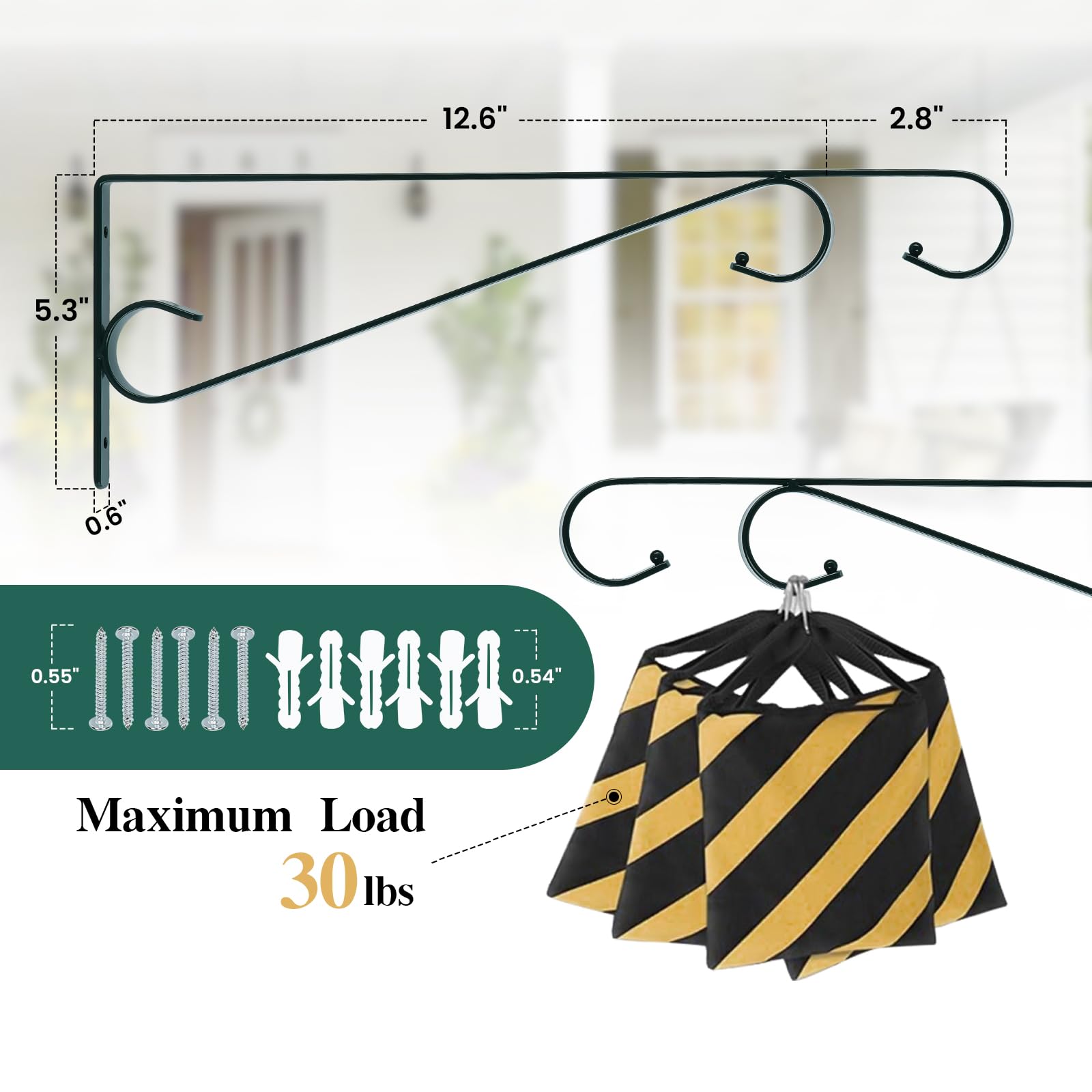 Hystun triangular-design hanger stabilizes pots up to 30 lbs.