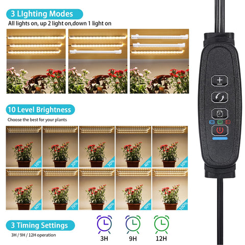 Hywyimlait 3-head setup providing even coverage on a plant shelf