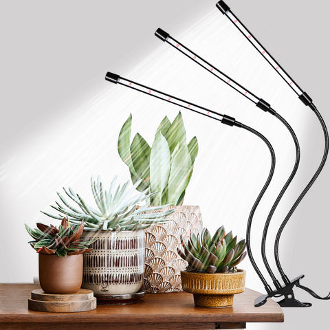 Hywyimlait black grow light with three heads for even coverage and targeted growth.
