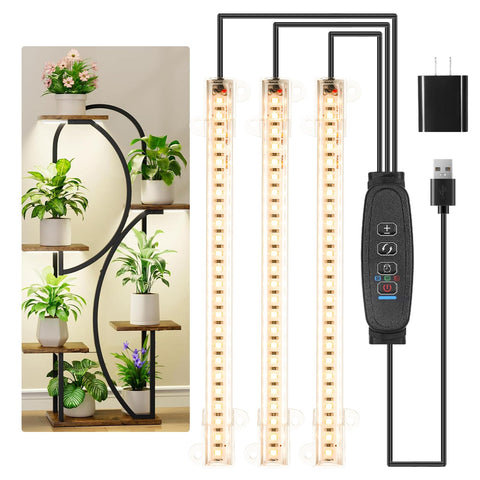 Hywyimlait LED grow light strip highlighting seedlings thriving on a shelf