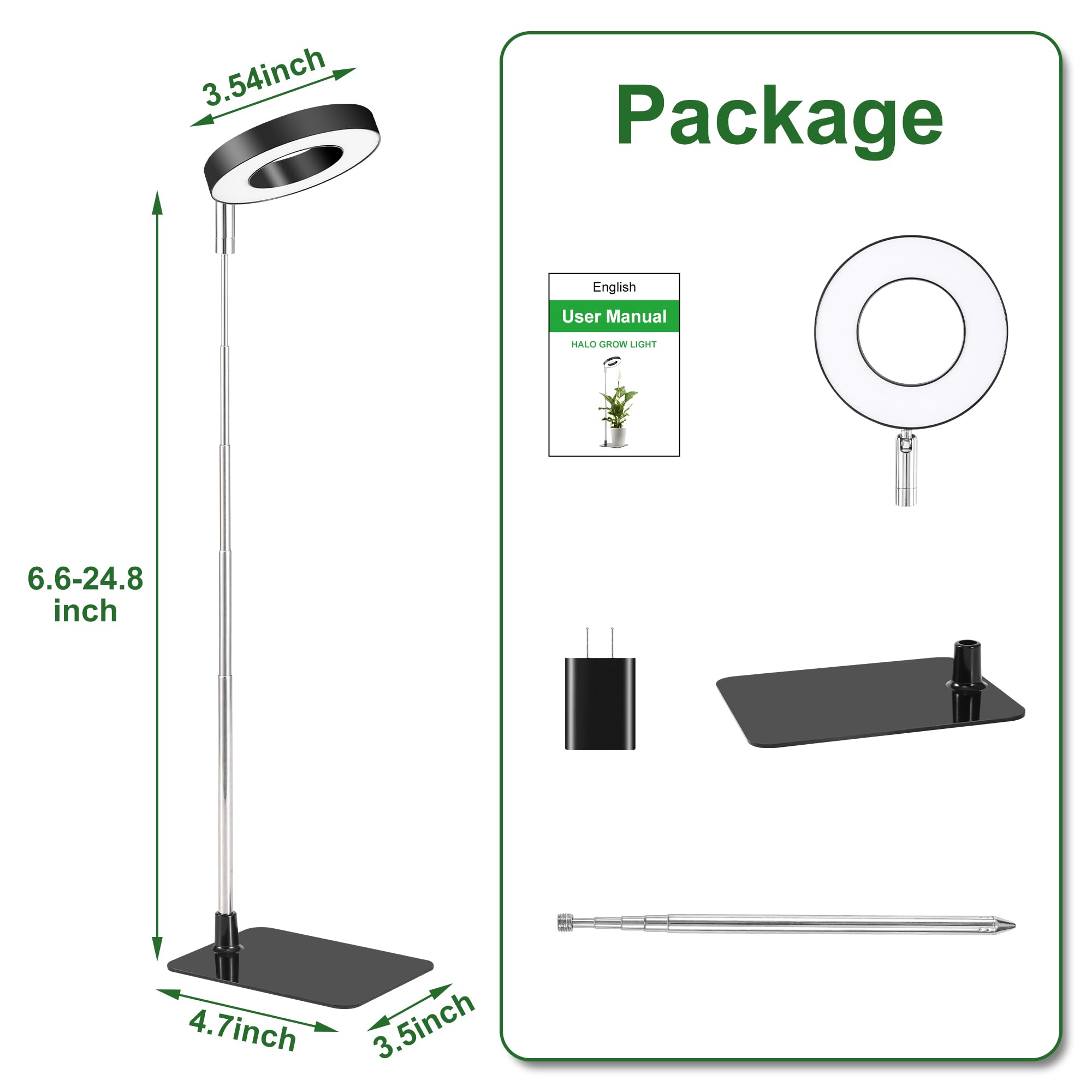 Hywyimlait Small Halo Grow Light height and angle adjustable for each plant.