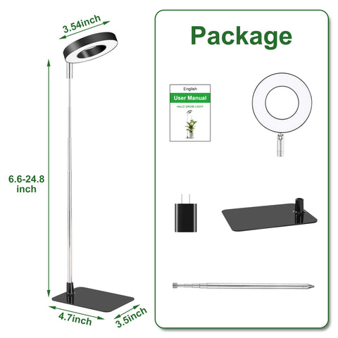 Hywyimlait Small Halo Grow Light height and angle adjustable for each plant.
