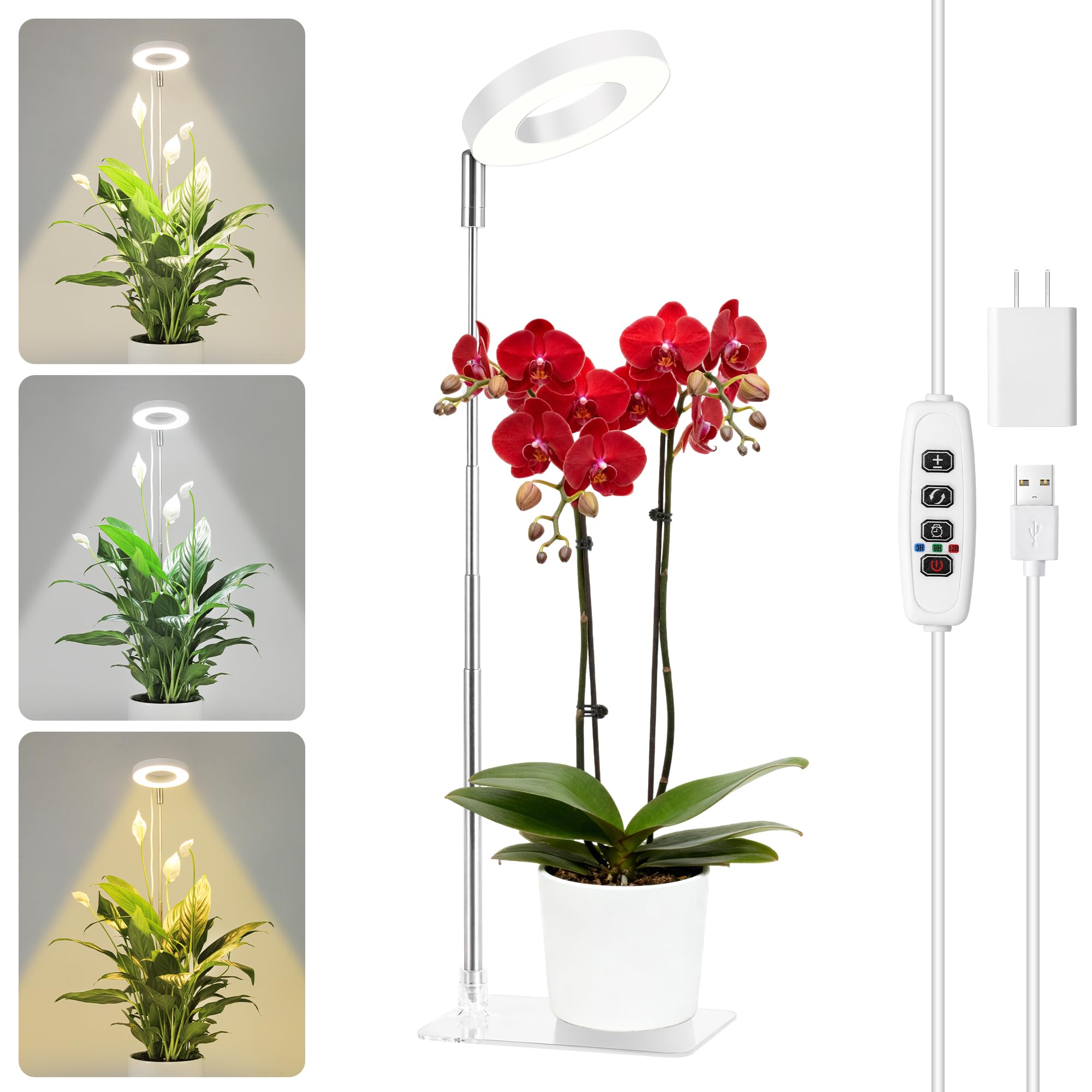 Hywyimlait White Grow Light base provides stable support for indoor lighting.