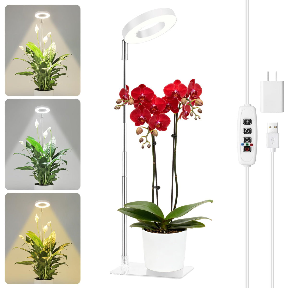 Hywyimlait White Grow Light base provides stable support for indoor lighting.