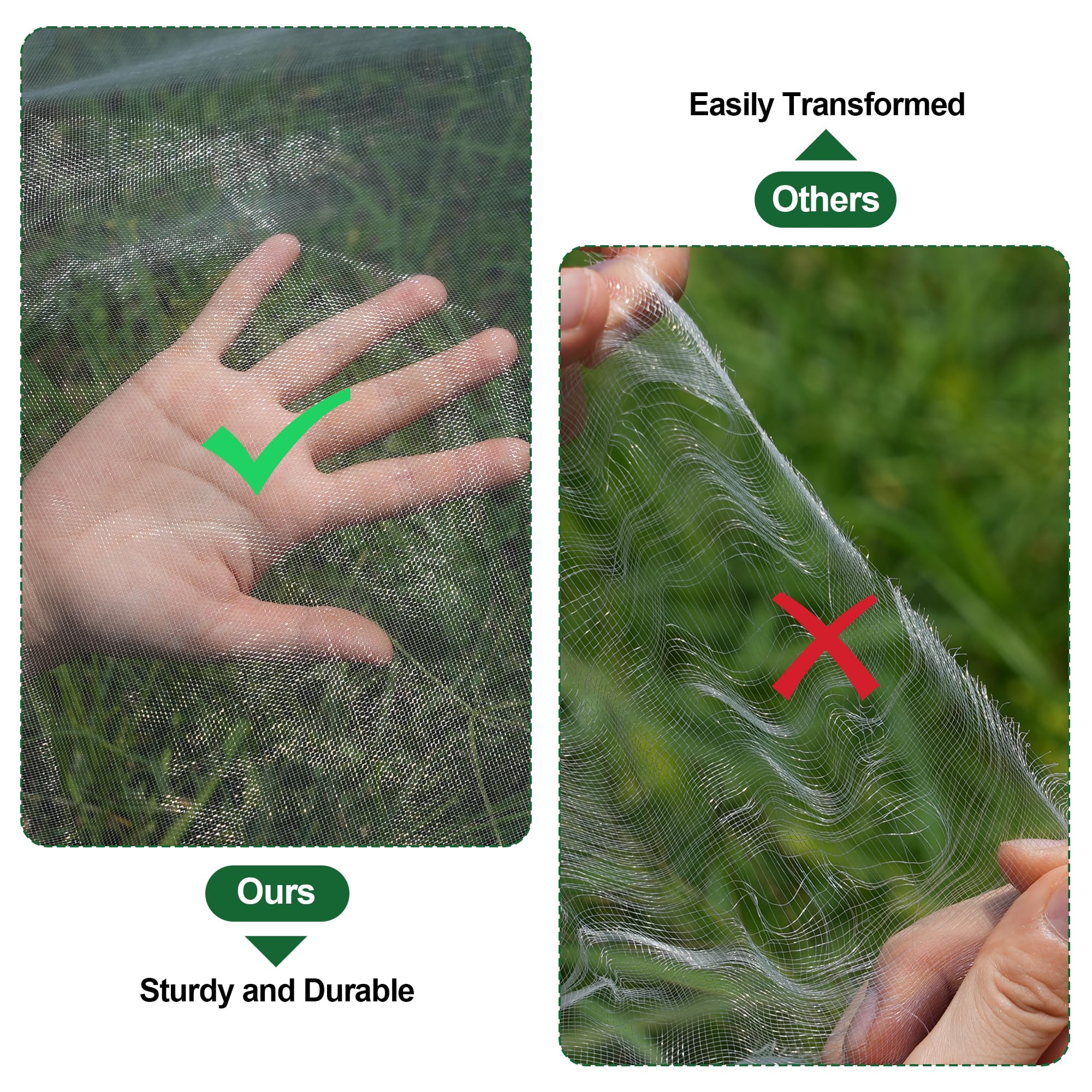 Hyxanons DIY-cut netting showing clean trim without unraveling for custom sizes.